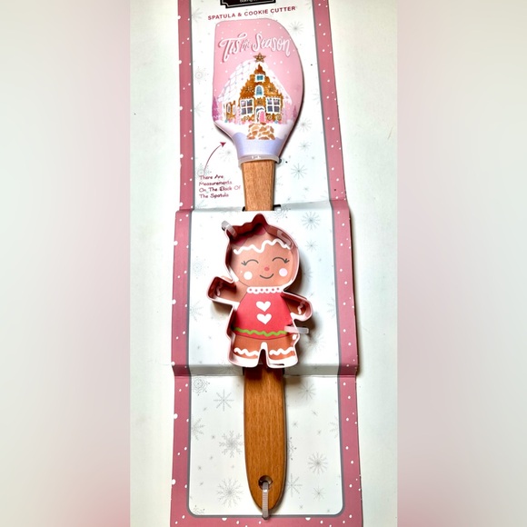 Pink Gingerbread House Silicone Spatula + Metal Pink Girl Cookie Cutter - Picture 2 of 10